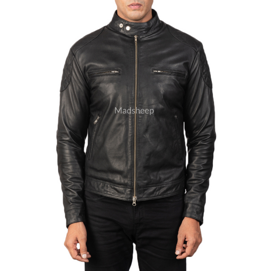 Biker Men's Genuine Leather Jacket Premium Quality - MDPB 404