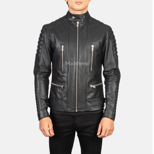Biker Men's Genuine Leather Jacket Premium Quality - MDPB 407