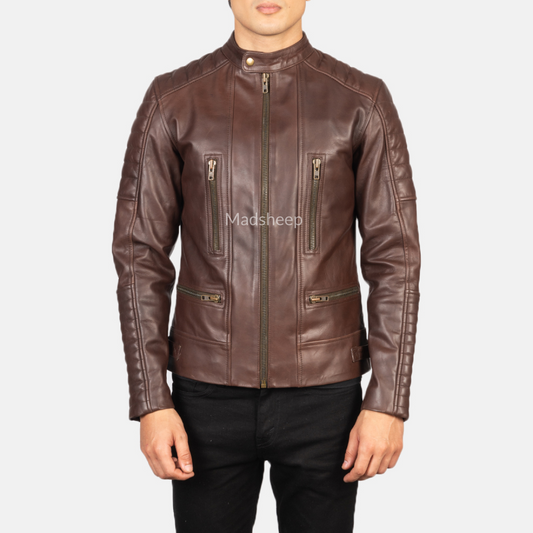 Biker Men's Genuine Leather Jacket Premium Quality - MDPB 408
